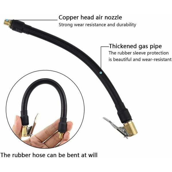 Tire Inflator Hose 20Cm Black Flexible Air With Pump Adapter For Inflating Car Tyre Accessories