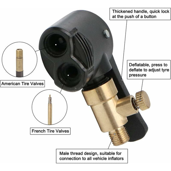 2X Car Tire Valve Adapters With Double For Inflation And Deflation Tyre Accessories