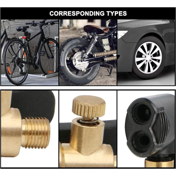 2X Car Tire Valve Adapters With Double For Inflation And Deflation Tyre Accessories