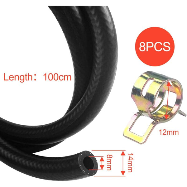 1 Meter Fuel Hose 8Mm Inner Diameter Diesel Pipe With Pcs Clamps Line For Truck Car Tractor Fuel Pumps