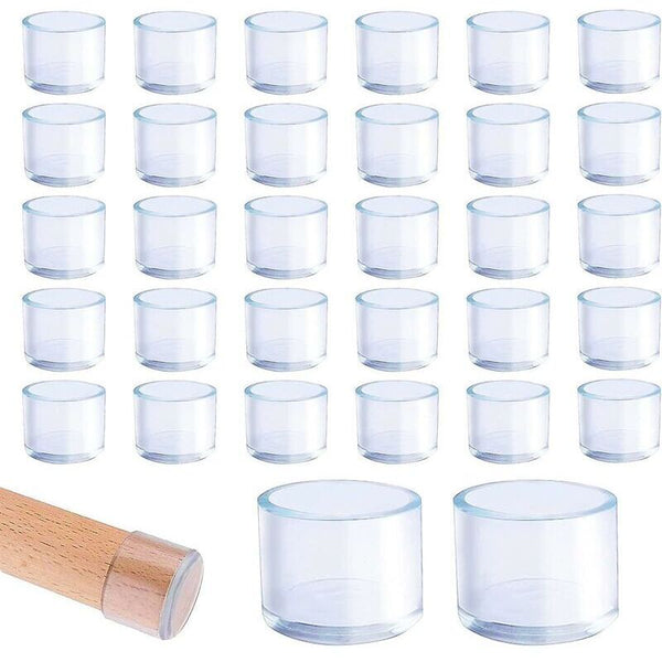 32Pcs 25Mm Clear Plastic Round Chair Leg Caps For 27Mm Legs Furniture Parts