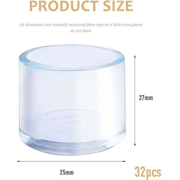 32Pcs 25Mm Clear Plastic Round Chair Leg Caps For 27Mm Legs Furniture Parts