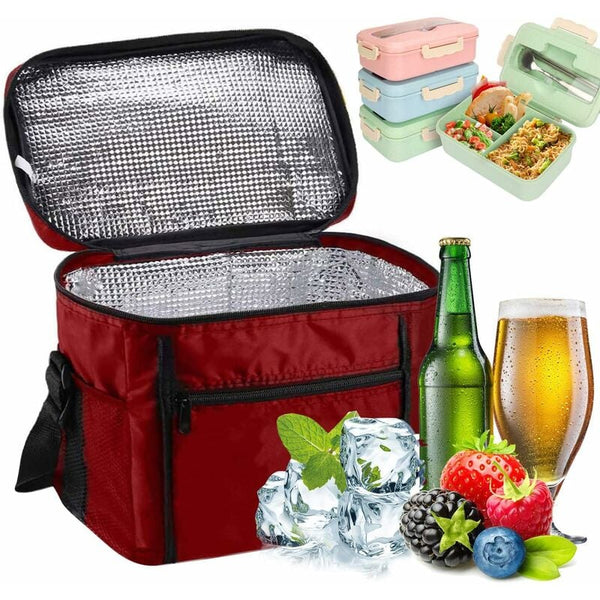 Insulated Lunch Bag 10L Cooler For Work School Beach Picnic Red Lunchboxes & Bags