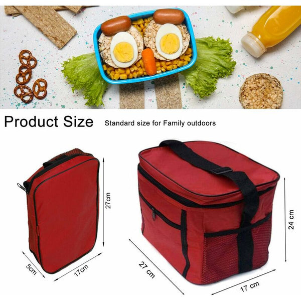 Insulated Lunch Bag 10L Cooler For Work School Beach Picnic Red Lunchboxes & Bags