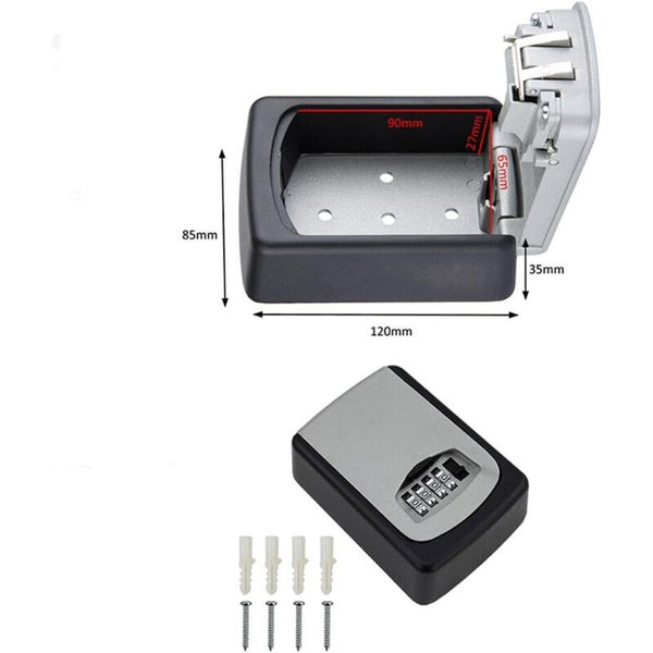 Outdoor Security Key Box Wall Mounted With 4 Digit Code 5 Keys Storage Holder For Home Key Safes Boxes & Hideaways