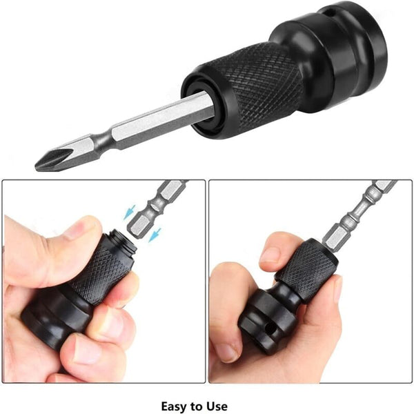 Impact Socket Driver Bit 1/2" Square To 1/4" Hex Adapters For Ratchet Wrench And Screwdriver Holder Impact Wrenches