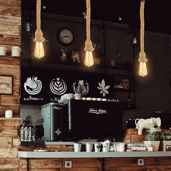 Hemp Rope Chandelier E27 Ceiling Light Pr Bar Cafe Stairs Restaurant Studio 100Cm Chandeliers & Ceiling Fixtures