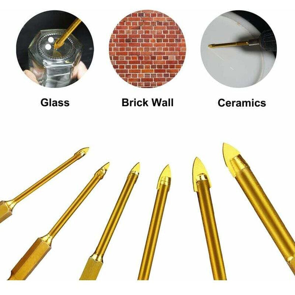 Tungsten Steel Drill Bits Set With Hex Shank 6 Sizes Power Drill Bits
