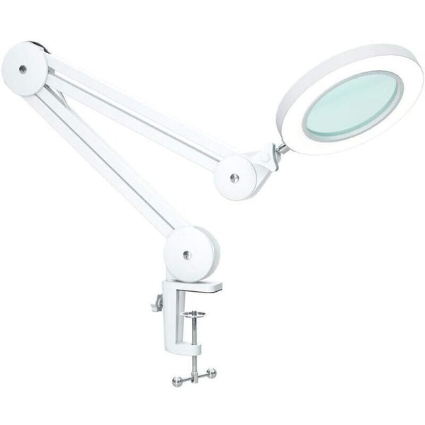 Magnifying Lamp Work Light With 105Mm Diopter Glass Lens Metal Clamp Swivel Arm 3 Color Mode Dimmable Lights 16 Screwdrivers