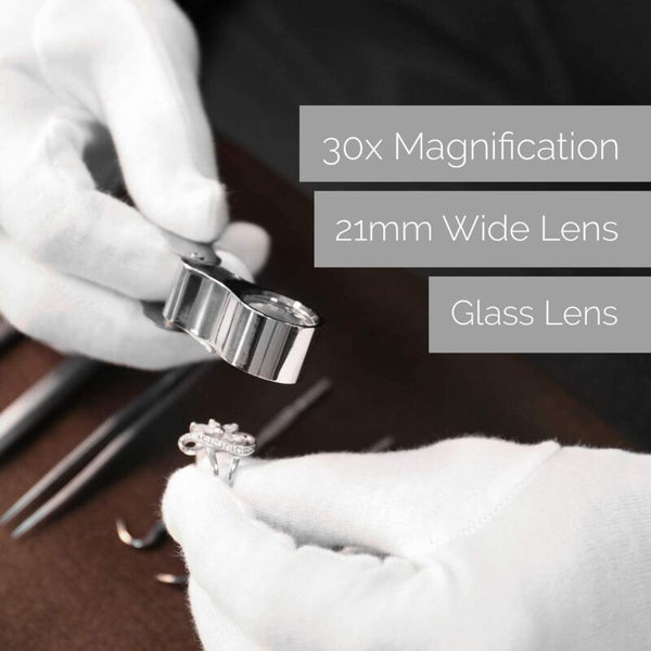 Jeweler Loupe Magnifying Glass 30 X 21 Mm Jewelry Antiques Eyepiece Lens 30X Pocket Foldable Loupes Magnifiers