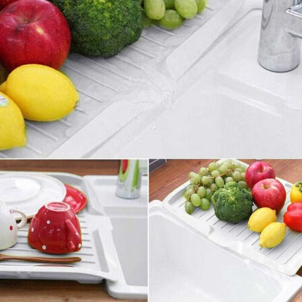 Premium Dish Drainer Plastic Mat Rack Sink Side Sloped Draining Tray For Pots Racks & Holders