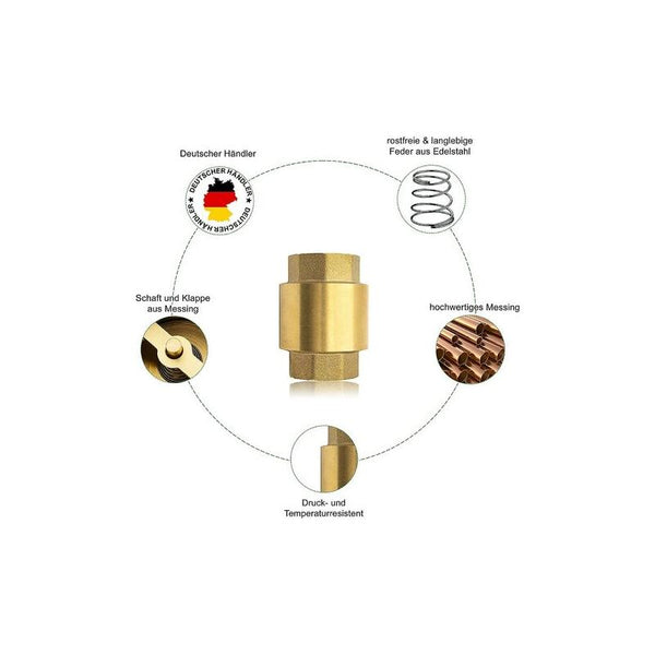 1 Inch Brass Check Valve High Quality Heavy Duty Rustproof Leakproof For Pump Fountain Washing Machine Garden Rain Connectors Valves & Accessories