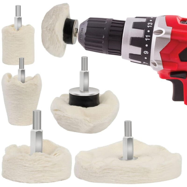 6 Piece Drill Polishing Pad Kit For Metal Aluminum Chrome Glass Buffers & Polishers