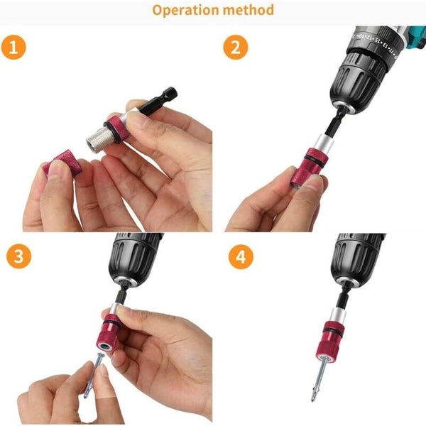 2 Pcs Magnetic Bit Holder With Depth Stop 1/4 Inch Screwdriver Chuck Drywall Socket Bits For Quick Drill Bits