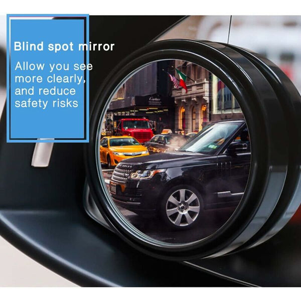 2 Pcs 360 Rotation Blind Spot Hd Wide Angle Rear View With 3M Self Adhesive Mirrors