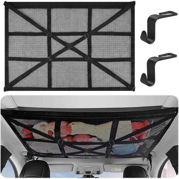 Car Roof Storage Net 90Cmx65cm Universal Luggage Bag For Travel And Organizer Four Armrests Suv Van Car Organisers