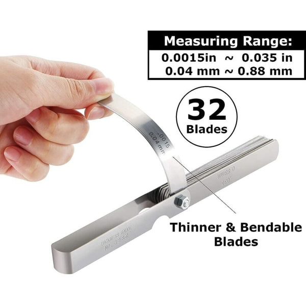 Precision Feeler Gauges 32 Blades Metric/Imperial Marking Gap For Measuring Clearance Width/Thickness Sizes Measuring Tapes & Rulers