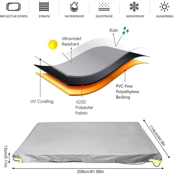 Flat Trailer Cover 208 X 114 13 Cm Dustproof For 750 Kg Grey Car Covers