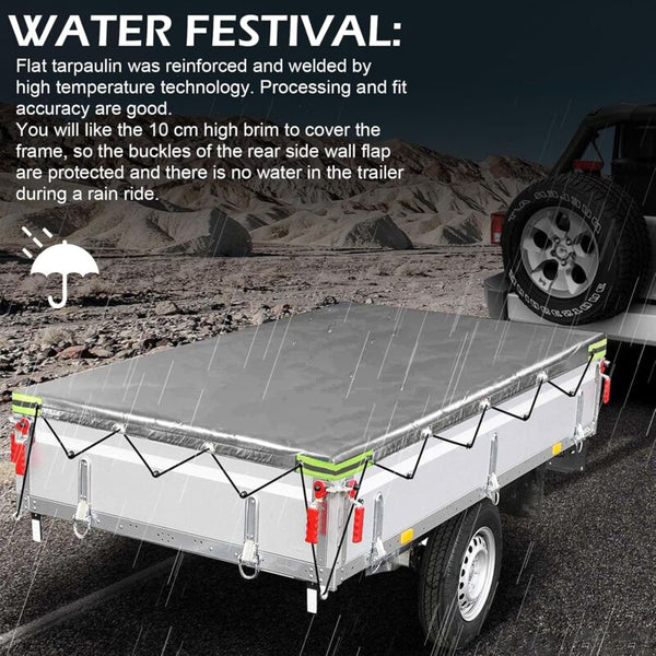 Flat Trailer Cover 208 X 114 13 Cm Dustproof For 750 Kg Grey Car Covers