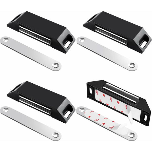 Magnetic Door Catches 4 Pack No Drilling Kitchen Cupboard Strong Closure For Drawer Cabinets & Cupboards