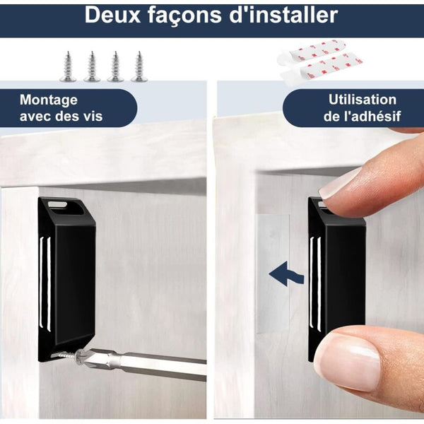 Magnetic Door Catches 4 Pack No Drilling Kitchen Cupboard Strong Closure For Drawer Cabinets & Cupboards