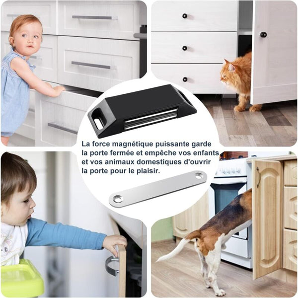Magnetic Door Catches 4 Pack No Drilling Kitchen Cupboard Strong Closure For Drawer Cabinets & Cupboards