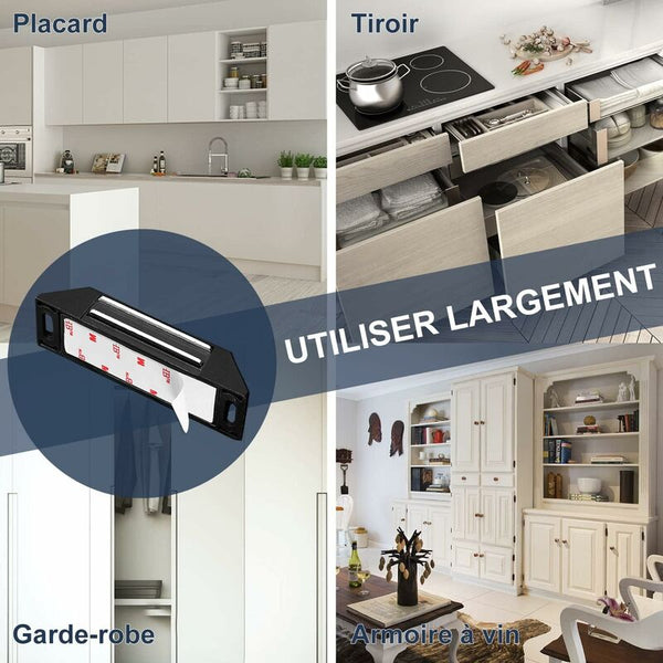 Magnetic Door Catches 4 Pack No Drilling Kitchen Cupboard Strong Closure For Drawer Cabinets & Cupboards