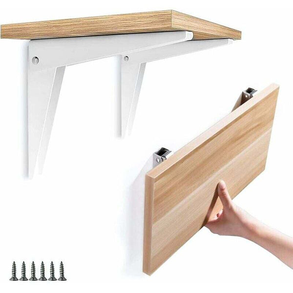 2 Pcs Folding Wall Shelf Brackets Metal Heavy Duty Garage Support Diy Shelving Mounted Tool Shelving & Racking Systems