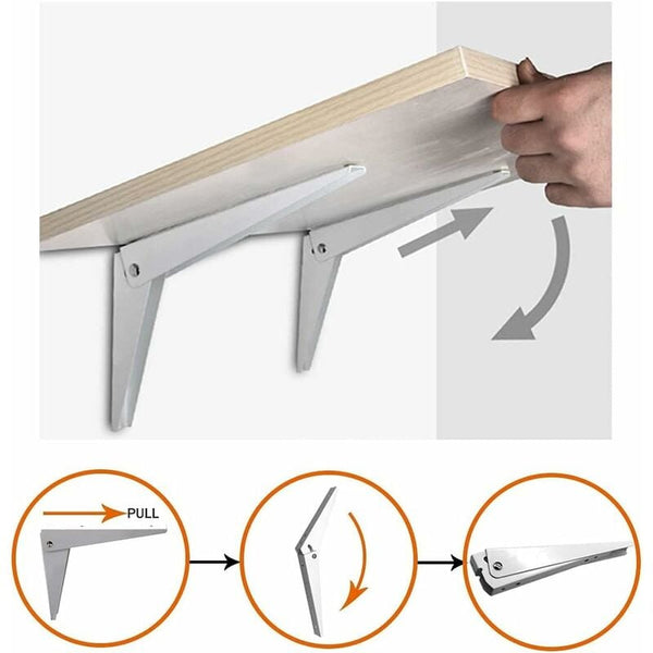 2 Pcs Folding Wall Shelf Brackets Metal Heavy Duty Garage Support Diy Shelving Mounted Tool Shelving & Racking Systems