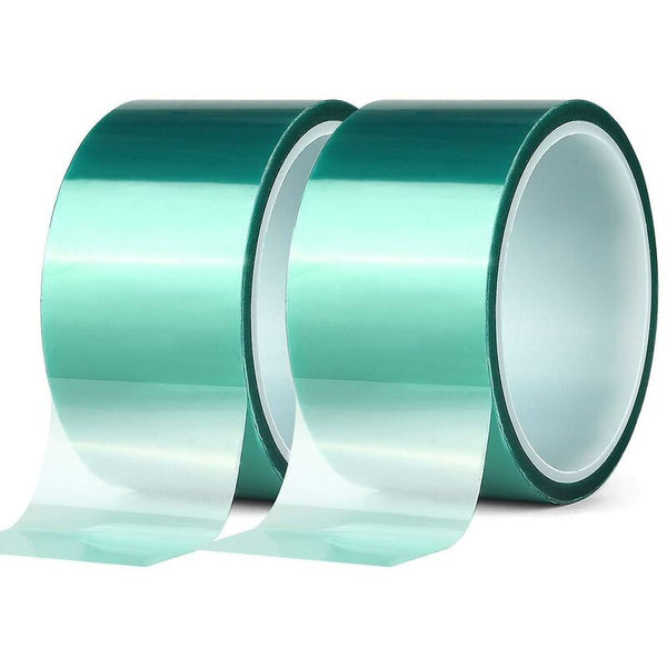 2 Rolls Green High Temperature Polyester Masking Tape Pet Powder Coated Ideal For Painting Anodizing Applications Adhesive Tapes