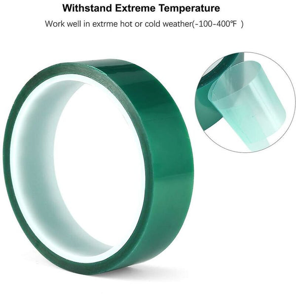 2 Rolls Green High Temperature Polyester Masking Tape Pet Powder Coated Ideal For Painting Anodizing Applications Adhesive Tapes