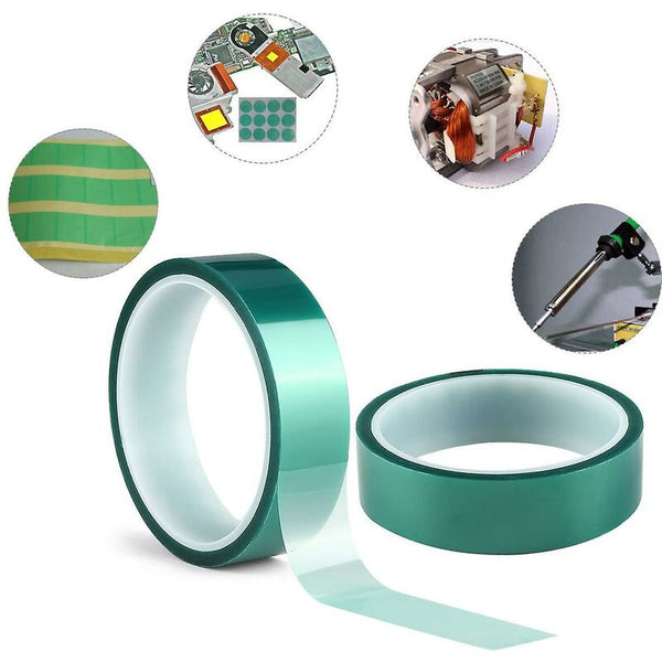 2 Rolls Green High Temperature Polyester Masking Tape Pet Powder Coated Ideal For Painting Anodizing Applications Adhesive Tapes