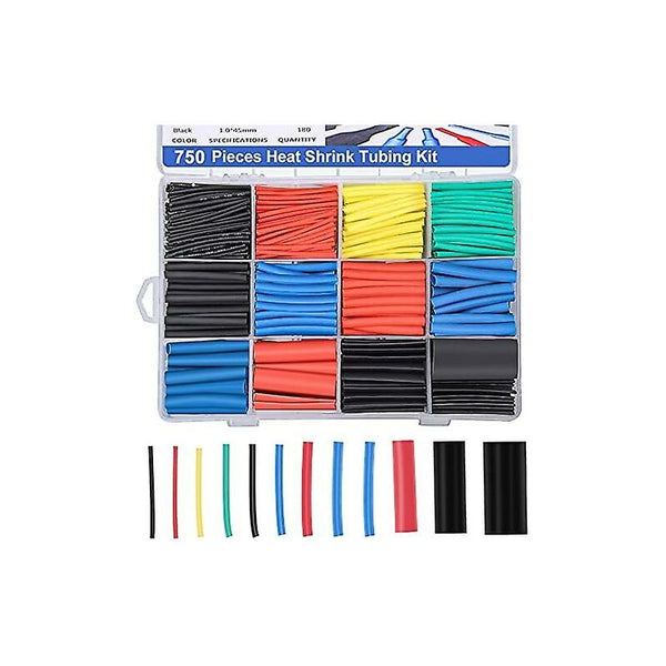 Heat Shrink Tubing Electrical Insulation Shrinkable Wrap Cable Tube 2:1 Ratio 5 Colors 12 Sizes 750 Heat Shrink Tubing & Sleeves