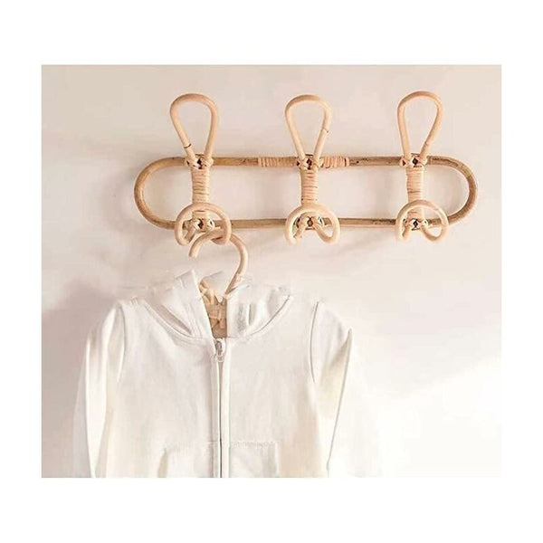 Handmade Rattan Wall Hooks Natural Decorative 3 Coat & Hat Racks