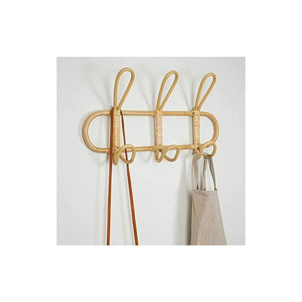 Handmade Rattan Wall Hooks Natural Decorative 3 Coat & Hat Racks