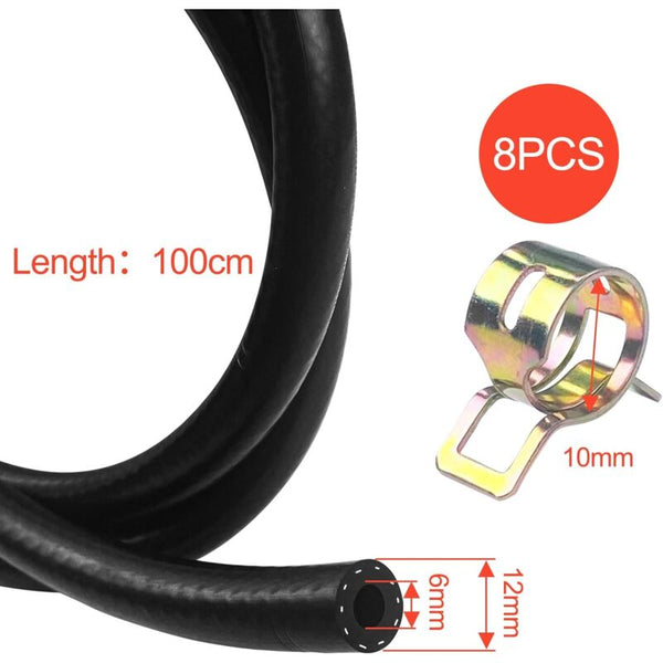 1 Meter Fuel Hose 6Mm Inner Diameter Diesel Pipe With 8 Pcs Clamps Line For Truck Car Tractor Lawn Mower Parts