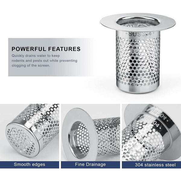 3 Pcs Stainless Steel Shower Hair Filter For Bathroom & Kitchen Drains Drain Stoppers & Strainers