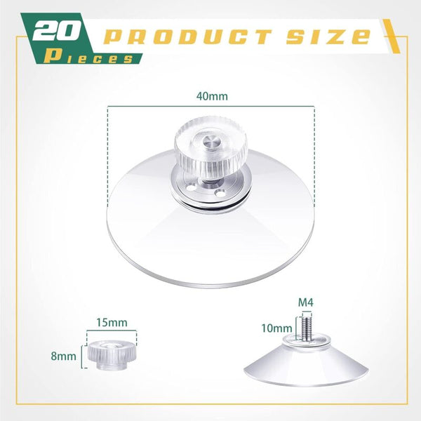 20 Pack 40Mm Clear Pvc Suction Cups With Screw Nuts For Car Shade Cloth Caravan Parts Accessories