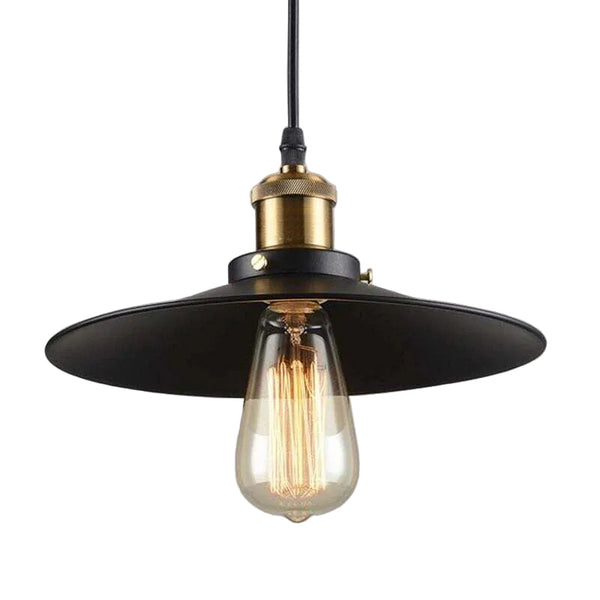 Retro Metal Pendant Light With E27 Base Black 22 Cm Diameter Chandeliers & Ceiling Fixtures