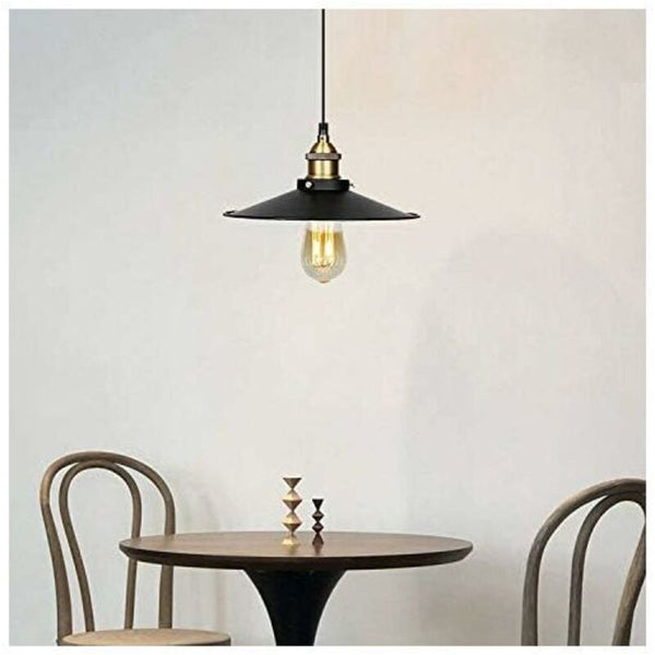 Retro Metal Pendant Light With E27 Base Black 22 Cm Diameter Chandeliers & Ceiling Fixtures