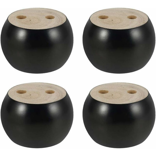 Set Of 4 Round Wooden Furniture Legs 5Cm Height Black Furniture Parts