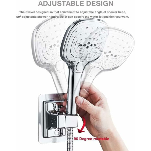 Shower Head Holder 360 Adjustable Angle Bracket Solid Abs No Drilling Universal Wall Mount Shower Head Holders