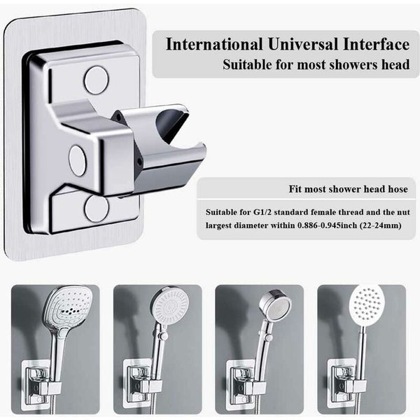 Shower Head Holder 360 Adjustable Angle Bracket Solid Abs No Drilling Universal Wall Mount Shower Head Holders