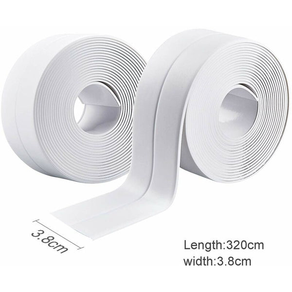 2 Rolls Waterproof Self Adhesive Sealing Strip Pvc Tape For Wall Shower Toilet Kitchen Bathroom (White) Carton Sealing Tapes
