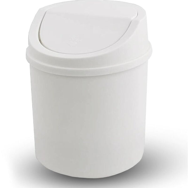 Mini Trash Can With Lid Tabletop Small Plastic White Rubbish Bins