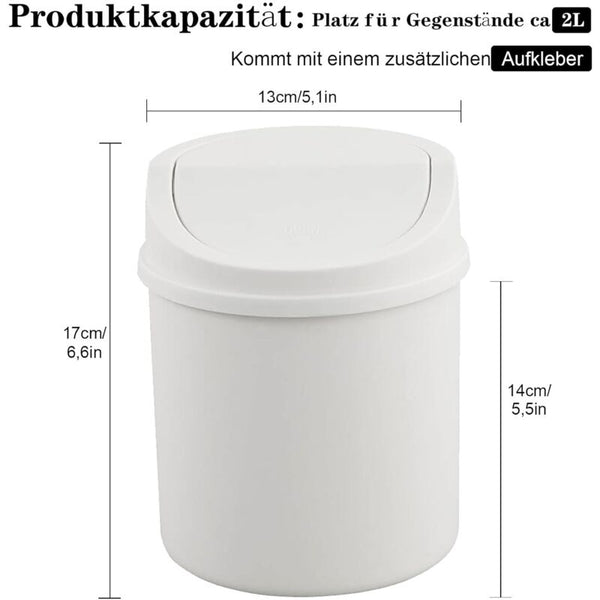 Mini Trash Can With Lid Tabletop Small Plastic White Rubbish Bins