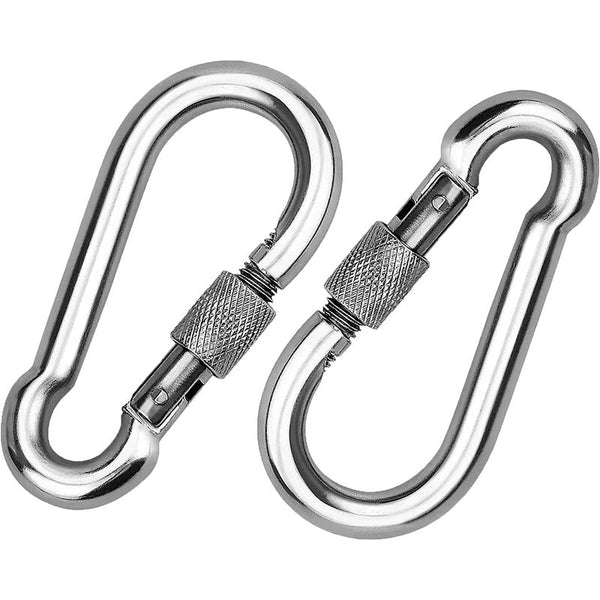 2 Pack Stainless Steel Screw Gate Carabiners 7Cm Other Hiking Equipment