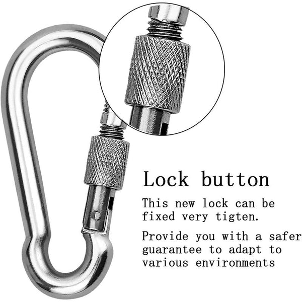 2 Pack Stainless Steel Screw Gate Carabiners 7Cm Other Hiking Equipment