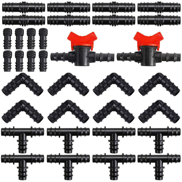 34 Pcs 16Mm Garden Irrigation Tubing Fittings Kit Mixed Connectors Hoses