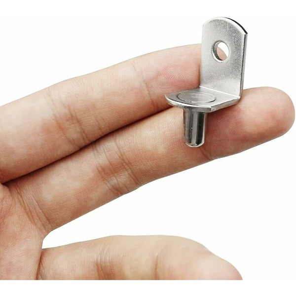 25 Pack L Shaped Shelf Support Pegs For Cabinets Silver Screws & Bolts